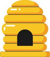 Yellow beehive in a flat design style showcasing hexagonal layers and a prominent entrance creating a warm, inviting atmosphere in art vector