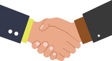 Two hands engaged in a firm handshake, showcasing professionalism and collaboration in a minimal flat design illustration vector