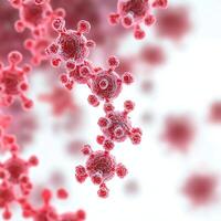 High-resolution microscopic view of a virus structure, showcasing intricate details and vibrant colors photo