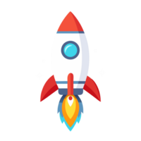Red and white rocket launch icon isolated on transparent background png