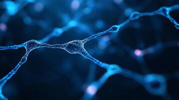 An abstract depiction of neural connections showcasing the complexity of the nervous system, featuring intricate patterns of neurons and a vibrant blue color scheme. photo