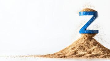 A creative visualization of the letter Z formed from sand, symbolizing relaxation and tranquility. This image captures the essence of leisure and creativity in a minimalist style. photo