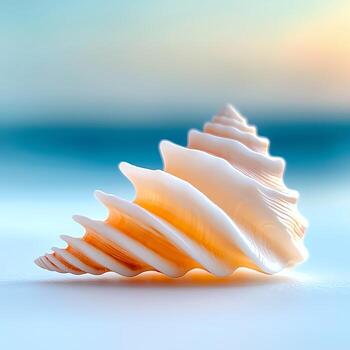 A close-up view of a beautiful seashell showcasing its intricate patterns and colors photo