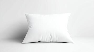 A clean, soft white pillow displayed against a plain background, perfect for interior design, bedding collections, or decorative purposes in modern home settings. photo