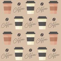 Seamless pattern with takeaway coffee cups flat illustration vector