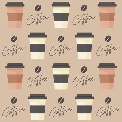 Seamless pattern with takeaway coffee cups flat illustration