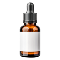 Glass dropper bottle with blank label for product branding display png