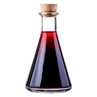 Glass Flask with Red Liquid and Cork Stopper on png