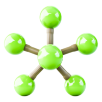 Green Molecule Model with Colorful Atoms and Bonding Structure png