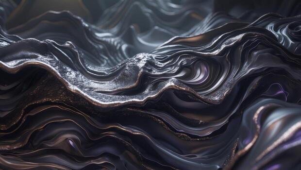 An Abstract Fluid Texture Featuring Dark Metallic Tones That Captivates The Viewer photo