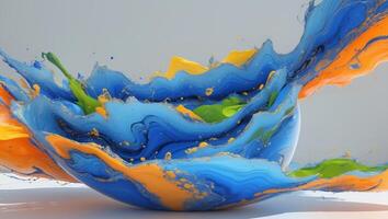 Captivating abstract spherical art in vibrant blue and warm orange that mesmerizes viewers photo