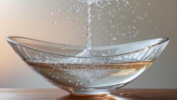 Experience the Dynamic Water Splash in a Clear Glass Bowl that enhances beauty and design. photo