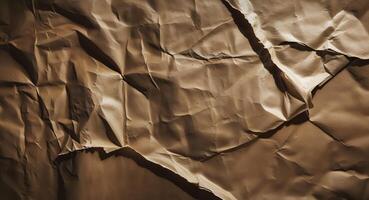 Crumpled brown paper background photo