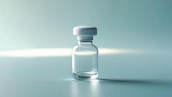 A small glass bottle with a white cap on it photo