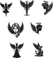 Angel wings set of icons vector