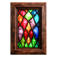Vibrant Stained Glass Window with Colorful Geometric Patterns png