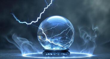 A crystal ball with lightning coming out of it photo