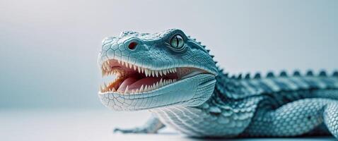 A close up of a lizard with its mouth open photo