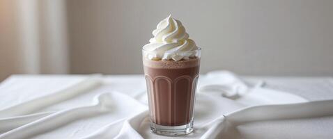 A chocolate milkshake with whipped cream on top photo