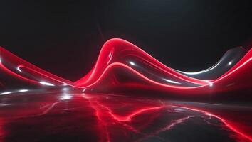 Abstract red wave background with light effects photo