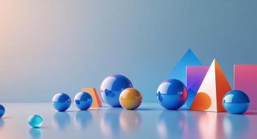 3d rendering of colorful spheres and graphs photo