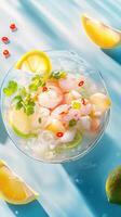 Fresh seafood ceviche with vibrant flavors of lemon and lime on a sunny day photo