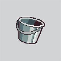 Pixel art illustration Fishing Bucket. Pixelated Iron Bucket. Fishing Iron Bucket Icon pixelated for the pixel art game and icon for website and game. vector