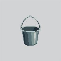 Pixel art illustration Fishing Bucket. Pixelated Iron Bucket. Fishing Iron Bucket Icon pixelated for the pixel art game and icon for website and game. old school retro. vector