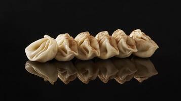Elegant arrangement of momo with spices, showcasing culinary artistry and flavors photo