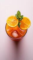 Vibrant turmeric iced tea with fresh lemon and mint garnished for a refreshing summer drink experience photo