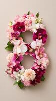The number eight is made of flowers photo