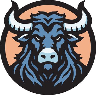 Circular minotaur head logo illustration