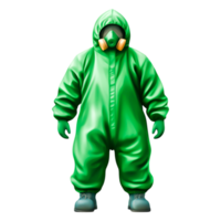 Person in Green Hazmat Suit with Gas Mask for Safety and Protection png