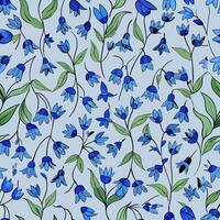 Delicate bluebell floral pattern nature seamless design soft colors aesthetic background concept vector