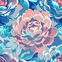 Elegant oversized peonies pattern design digital art floral environment soft pastel colors creative conceptual viewpoint vector