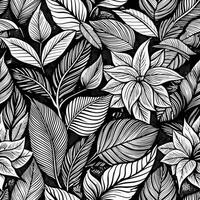 Intricate botanical line art pattern studio setting illustration top-down view seamless design concept vector