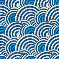 Seamless waves design abstract art digital pattern blue and cream aesthetic view fluid curves for modern decor vector