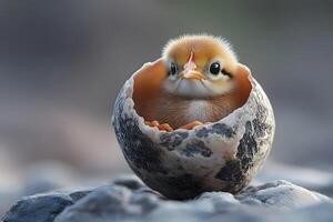 Newborn Chick Hatching from Egg in Natural Setting for Nature Conservation Poster photo