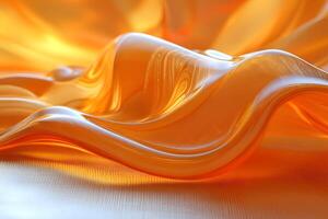Abstract Waves of Orange Silk in Fluid Motion for Artistic Design and Background photo
