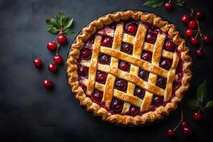 Homemade Cherry Pie with Lattice Crust for Rustic Dessert Theme - Perfect for Holiday Celebrations photo