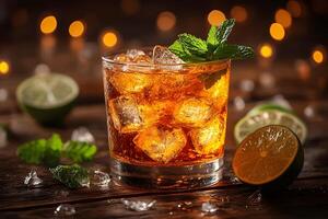 Refreshing Summer Cocktail with Mint and Lime for Drink Menu Design photo