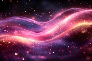 Mystical Cosmic Waves in Vibrant Pink and Purple Hues for Abstract Art and Design photo