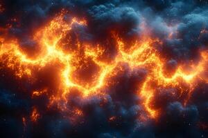 Abstract Fiery Explosion in Dark Cloudy Sky for Dynamic Design photo