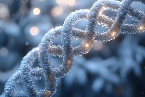 Abstract DNA Helix Representation with Glittering Molecular Structure photo