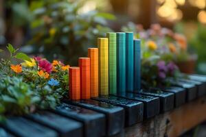 Colorful Data Visualization in Garden Setting for Creative Design Projects photo