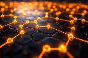 Glowing Network Connections on Abstract Dark Background for Technology Design photo