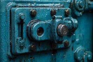 Industrial Machinery Close-Up with Rust and Weathered Metal Textures for Mechanical Design photo