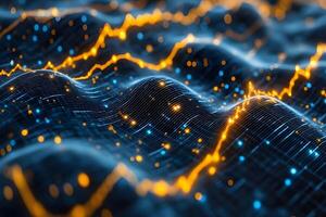 Abstract Financial Data Visualization with Dynamic Digital Waves photo