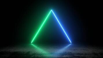 Neon Triangle with Green and Blue Light Effect Background Animation, Glowing Neon Shape, 2D Motion Graphics, 4K Neon Animation video