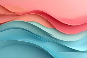 Abstract Wavy Layers in Coral and Blue - Modern Design for Backgrounds and Textures photo